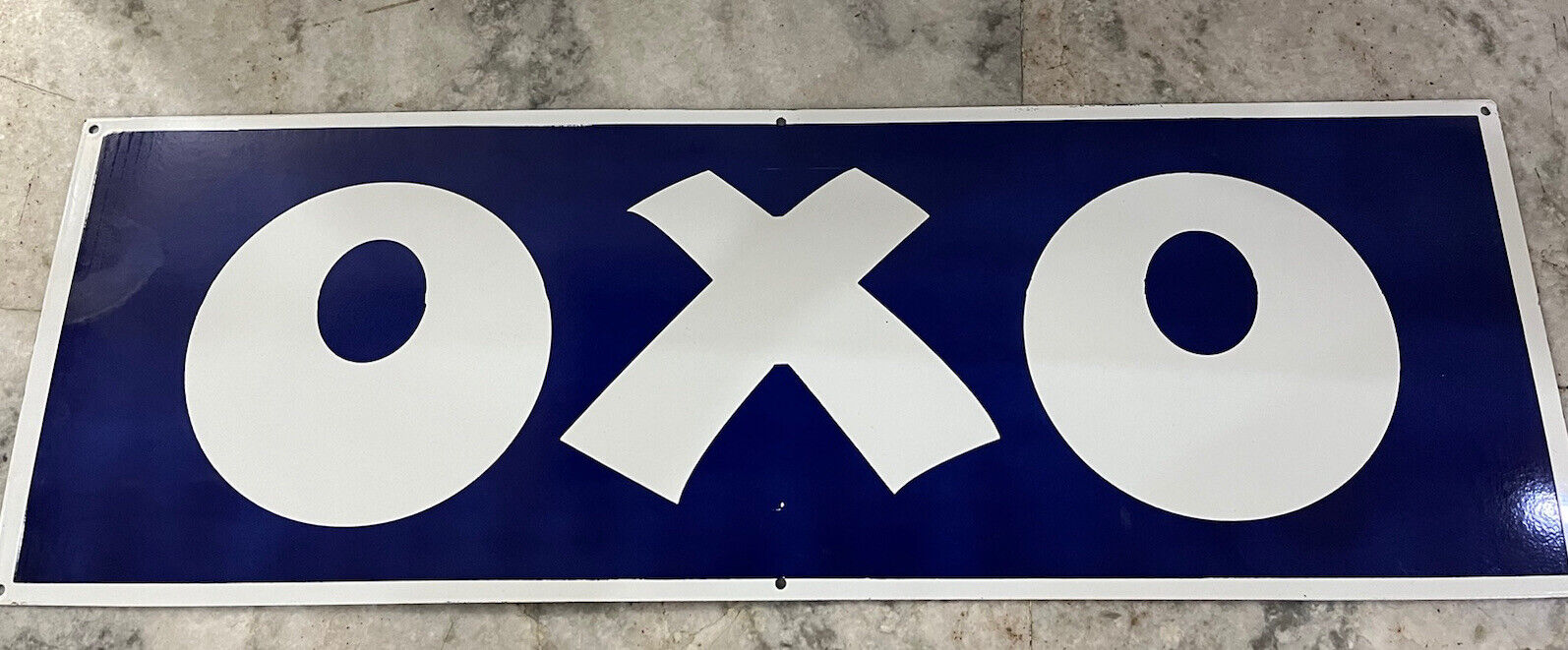 VINTAGE OXO PORCELAIN ENAMEL SIGN 36 INCHES BY 12 INCHES
