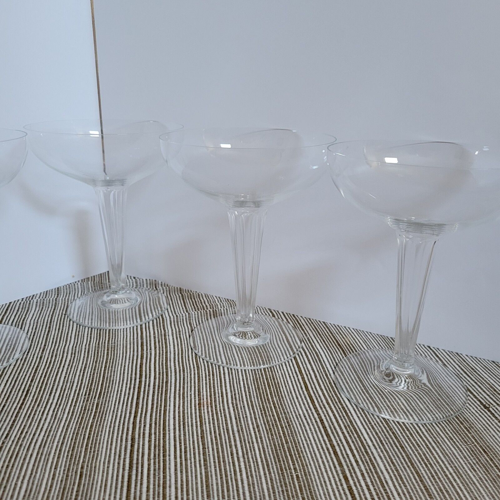 Art Deco Crystal Champagne Hollow Stem Glasses Set Of 5 1930's 
