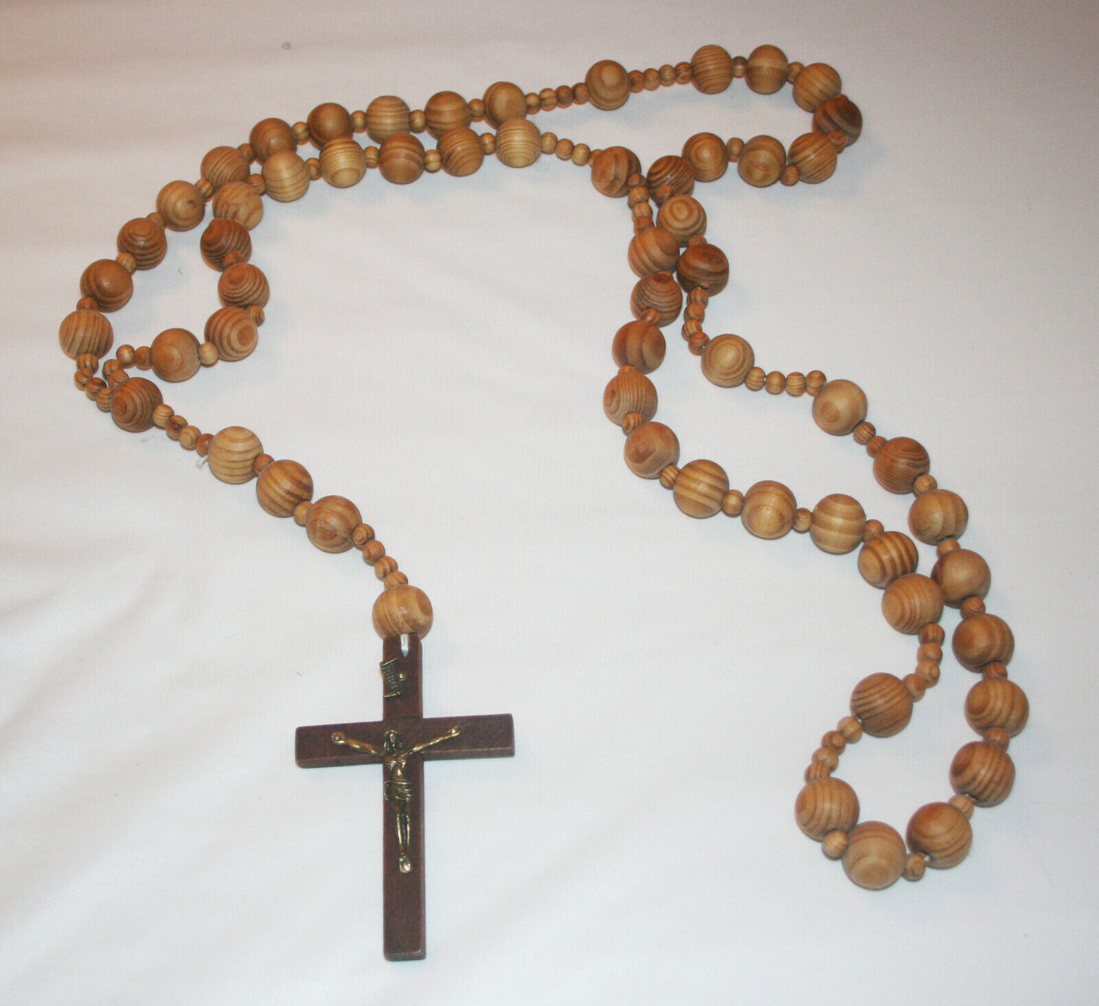 Giant wooden beaded rosary crucifix wall hanging 40\