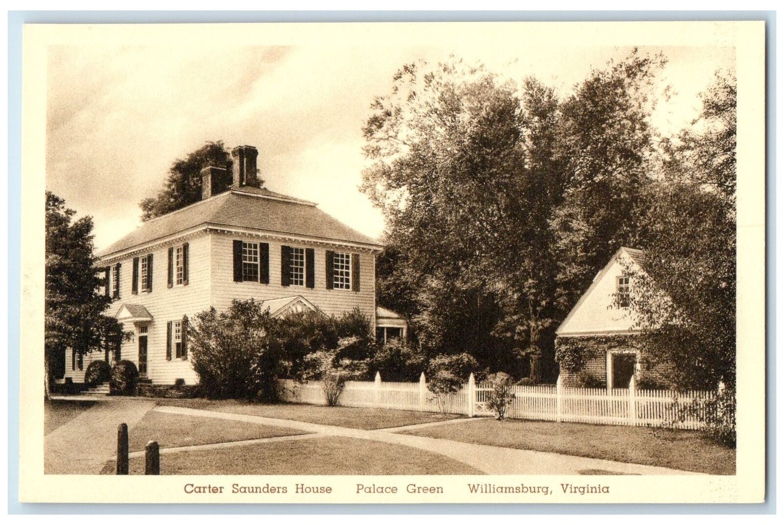 c1960s Carter Saunders House Palace Green Williamsburg Virginia VA Tree Postcard