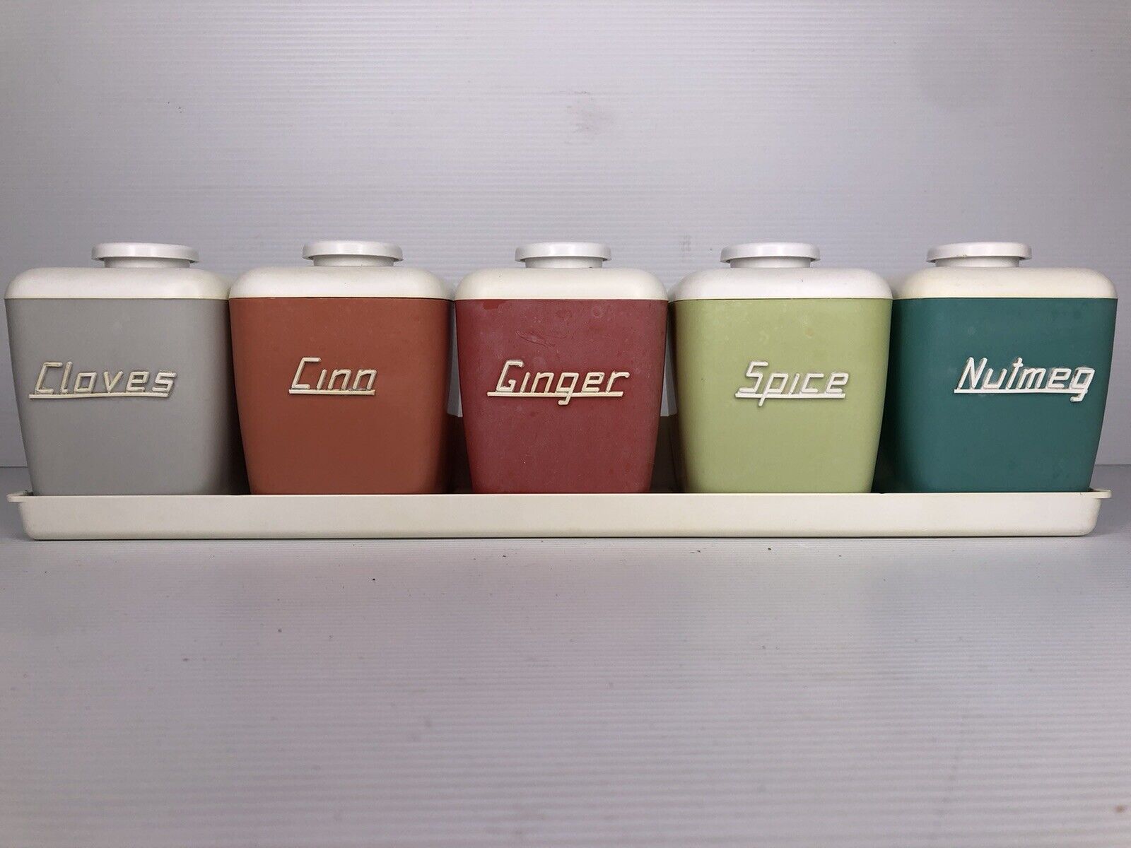 Vintage Spice Canister Set Classic Mid-Century Retro Genuine Nelly Rare Pastel