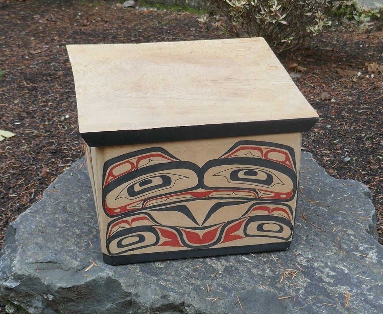 Ron Alphonse (Kwakwakwak) Native Polychrome Bentwood Box W/ Native Animal Design