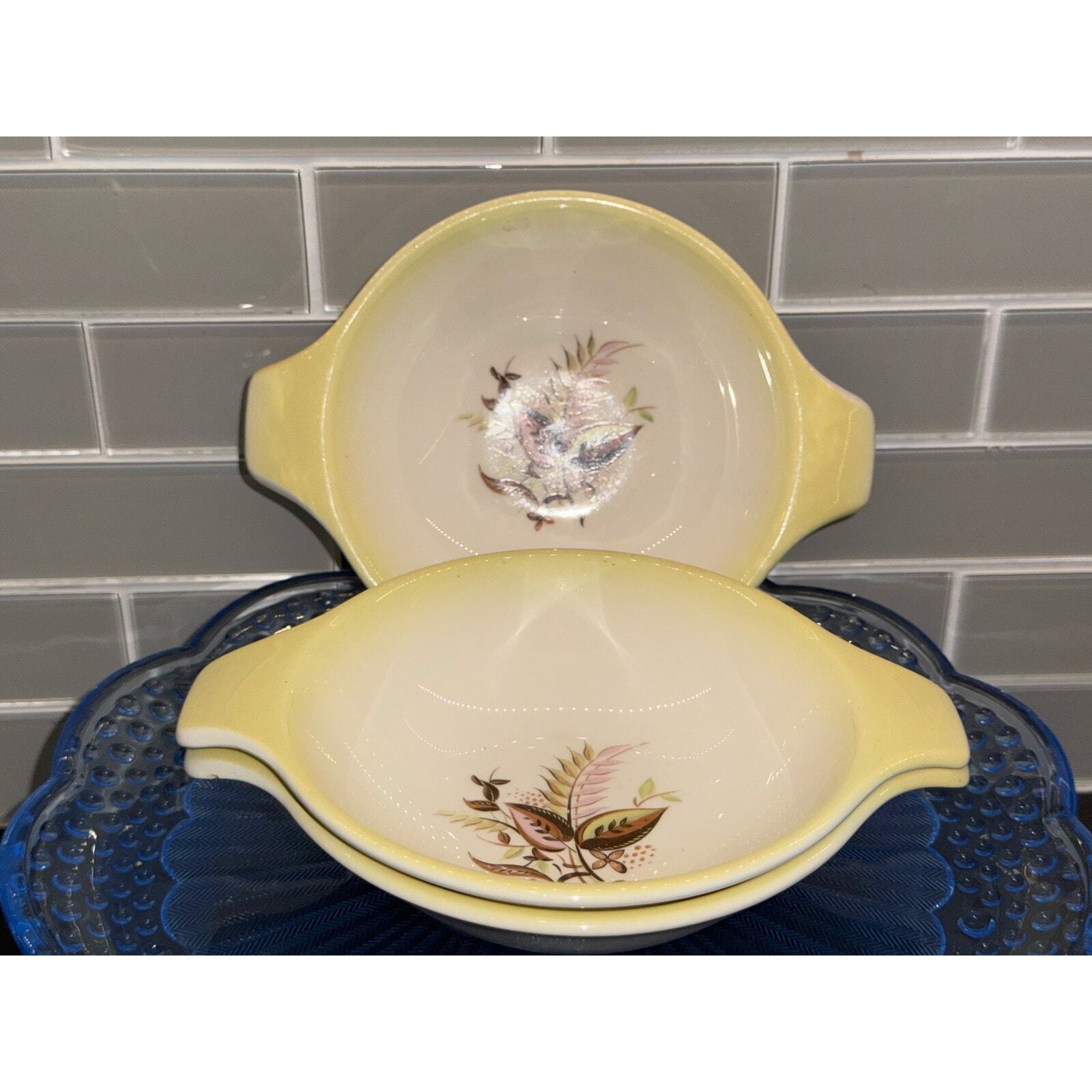 Vintage 50s Taylor Smith Taylor Set of 3 \'Jamaica\' Pattern Yellow Handled Bowls