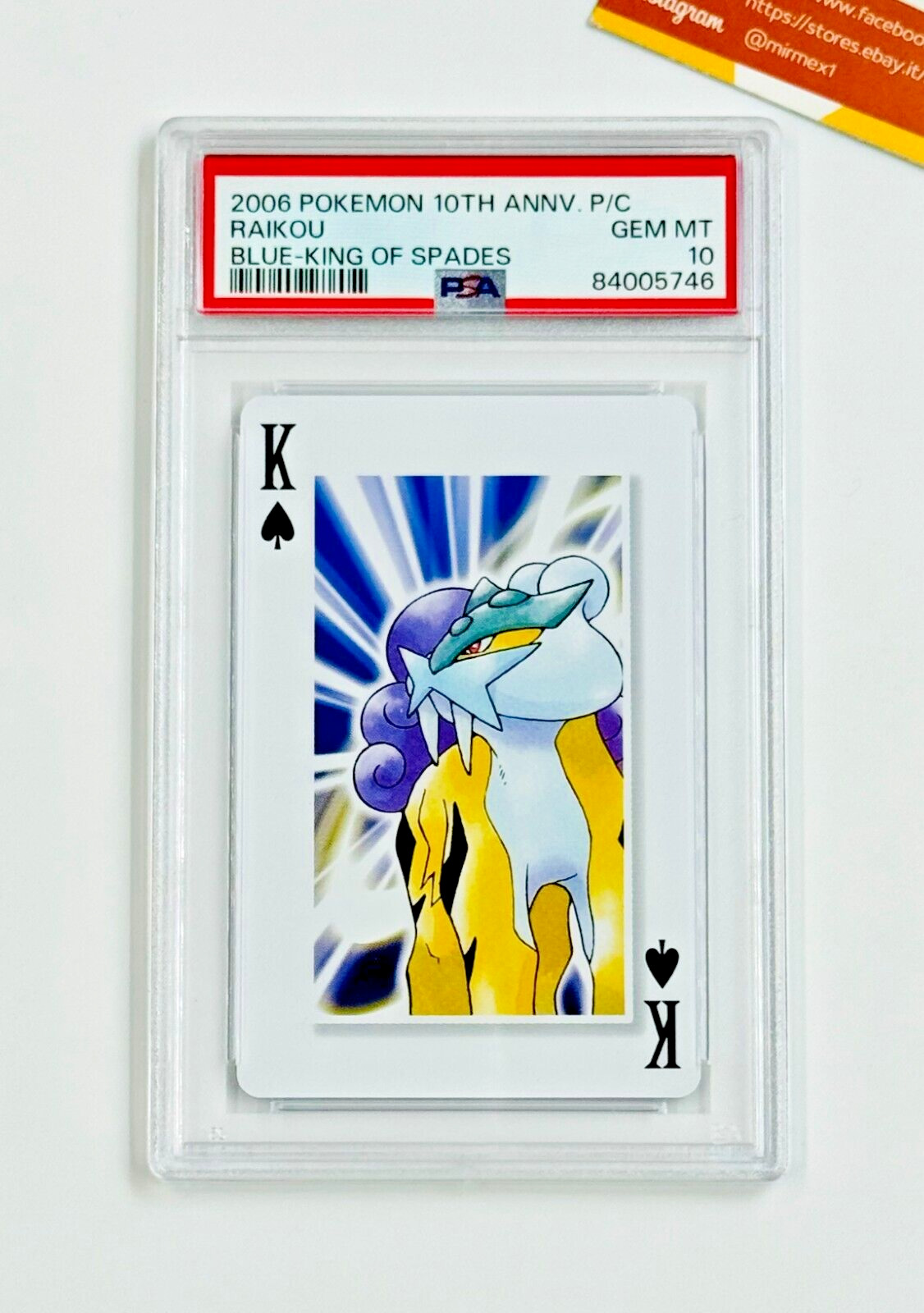 2006 Pokemon PSA 10 Raikou Blue King Of Spades 10Th Anniv Poker Japanese
