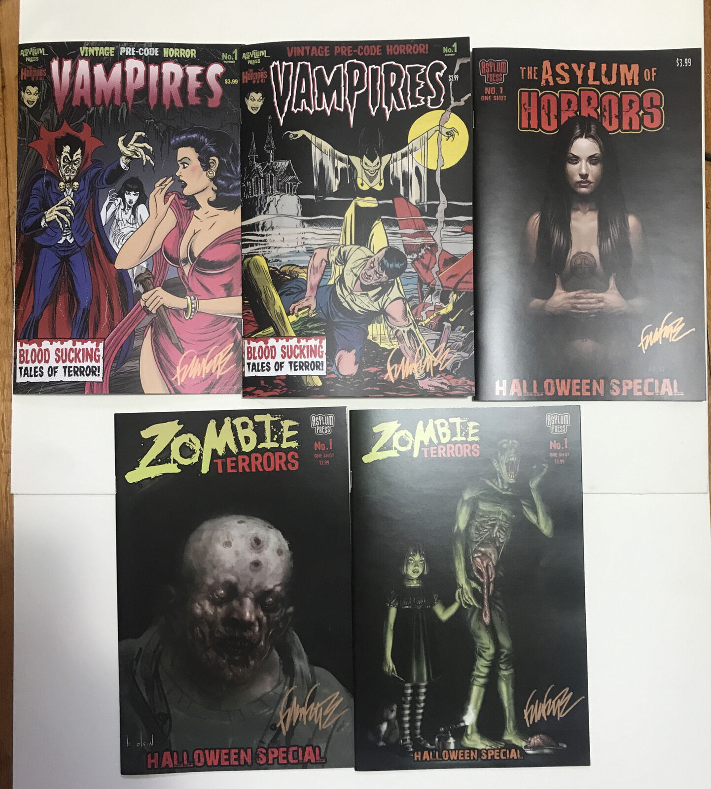 ASYLUM OF HORRORS comic lot   #1 NM/M Signed By Artist Frank Forte With COA