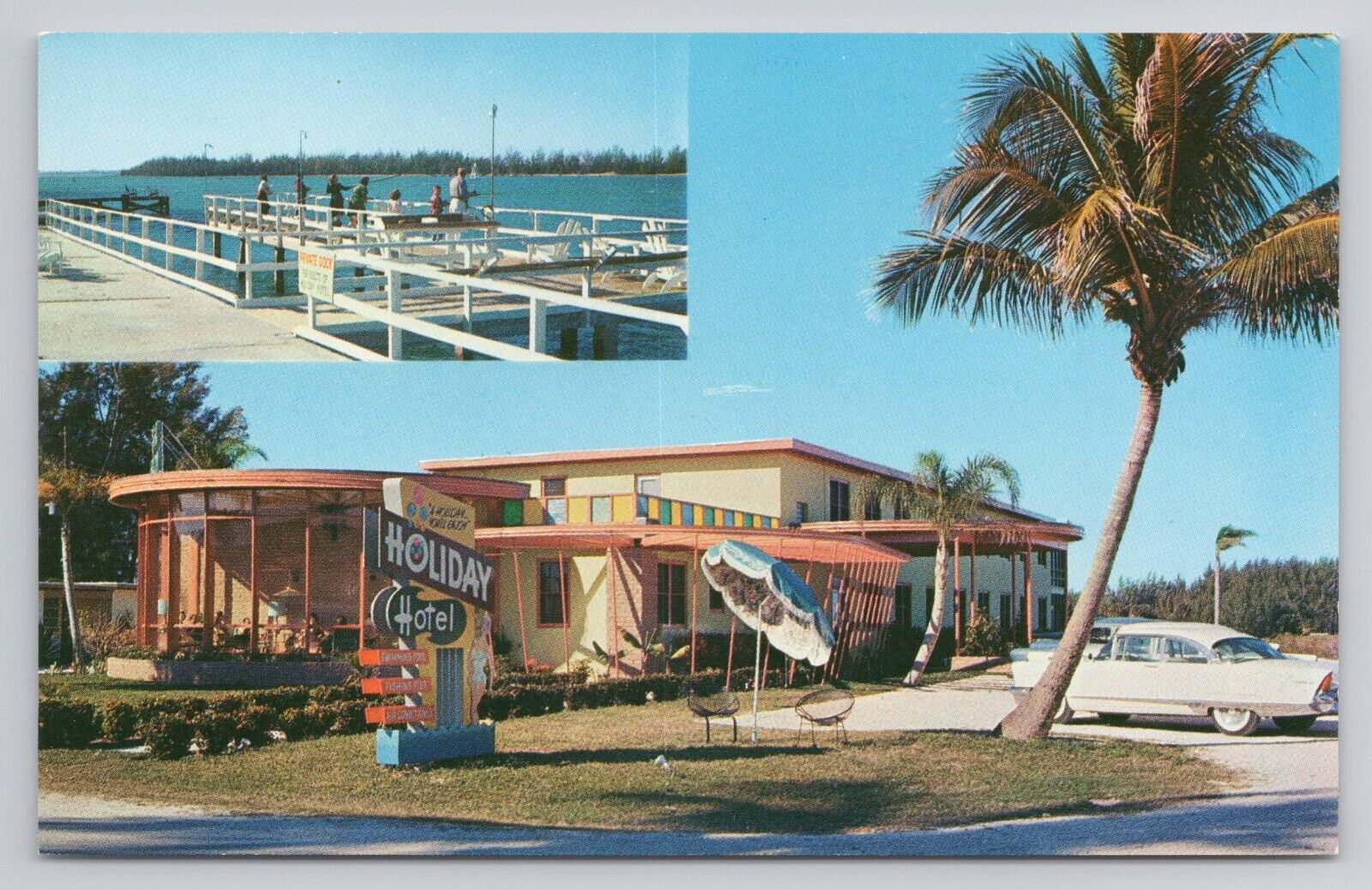 Postcard Holiday Beach Motel Seaway Drive Fort Pierce Beach Florida