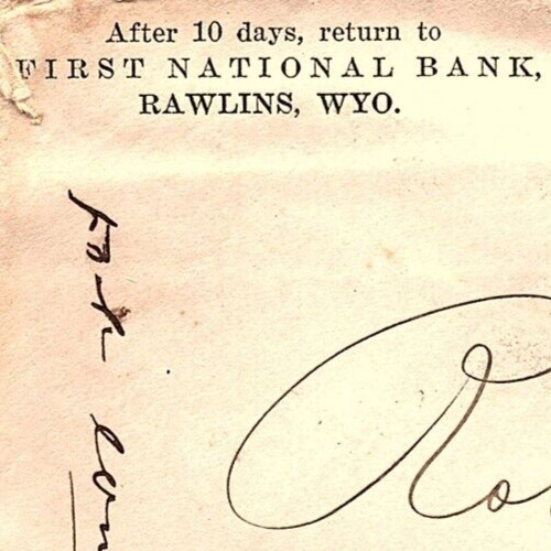 1902 RAWLINS WYOMING FIRST NATIONAL BANK ROBT McINTOSH ENVELOPE Z891