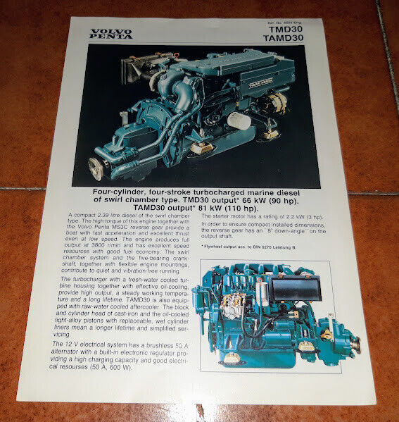 Brochure Catalog Advertisement Volvo Penta TAMD 30 TMD 30 Engine Yacht 1970