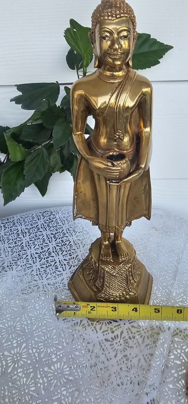 vintage buddha statue Holding A Bowl 14 1/2 Tall