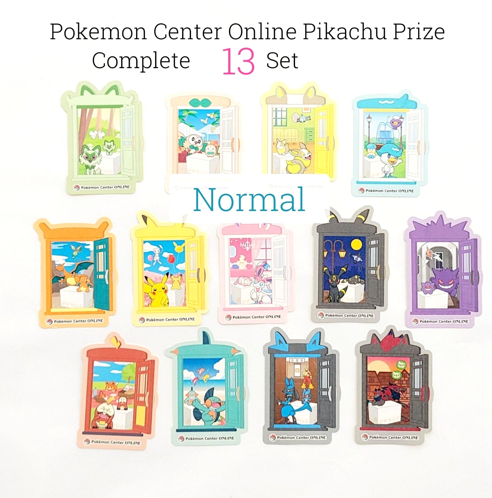 Pokemon Center Online Sticker/Normal Complete Set of 13/Gengar/Pikachu/Charizard