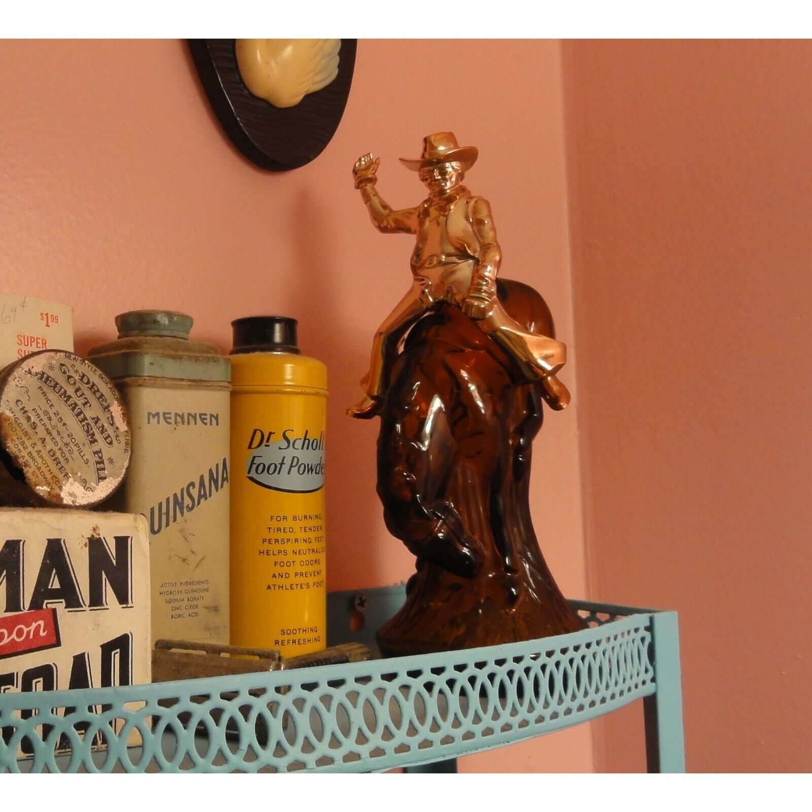 Vintage Avon Cowboy Riding Horse Oland After Shave Bottle Western bucking bronco