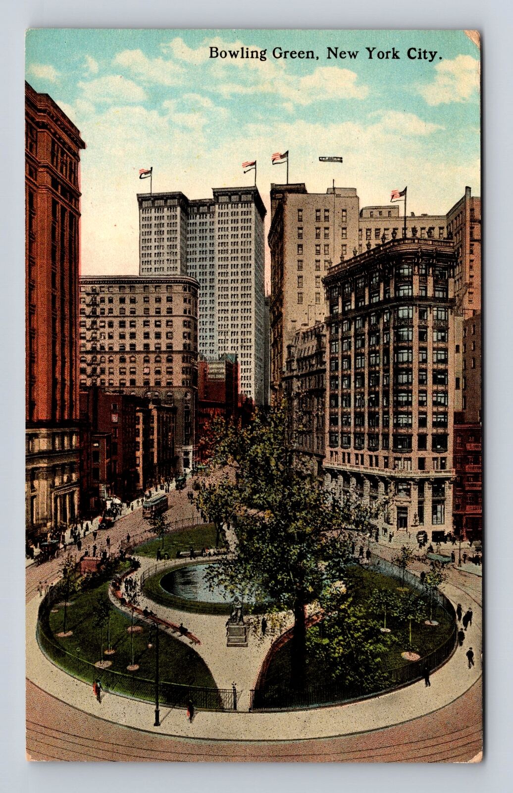 New York City NY- Bowling Green, Advertisement, Antique, Vintage Postcard