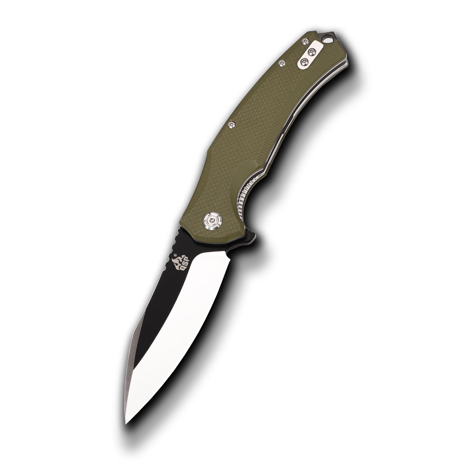 QSP Snipe Liner Lock Knife Green G10 Handle Plain Black + Satin D2 Edge QS121-B