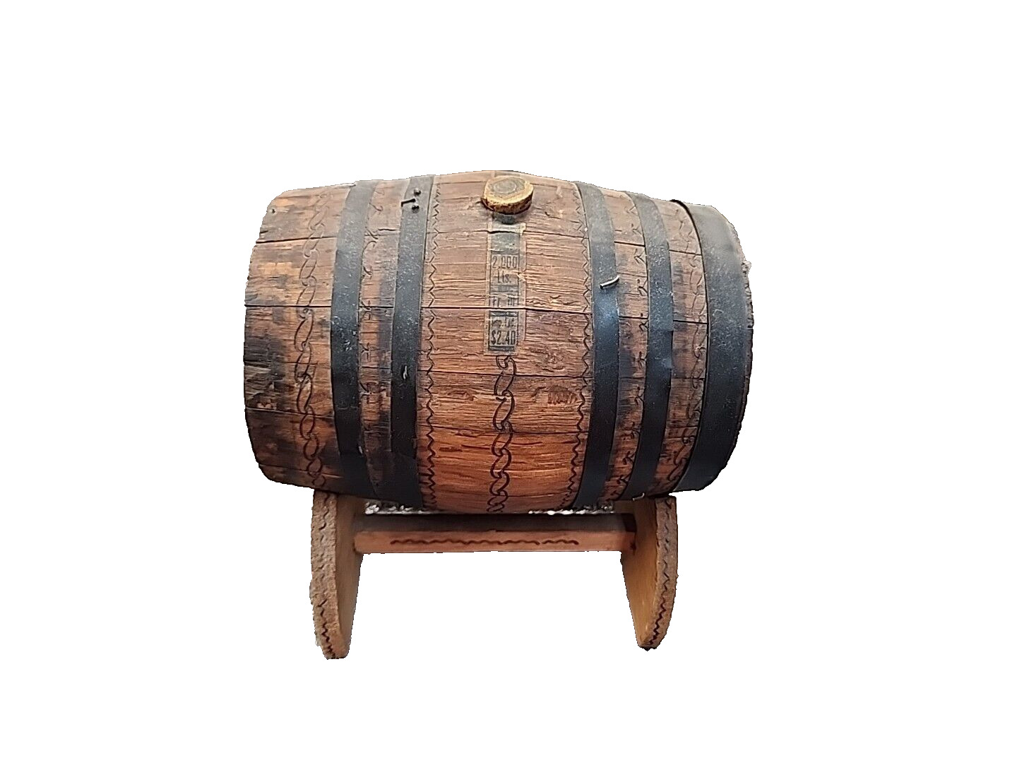 RARE Vintage Mini Wood Oak Barrel Tequila Advertising Display 