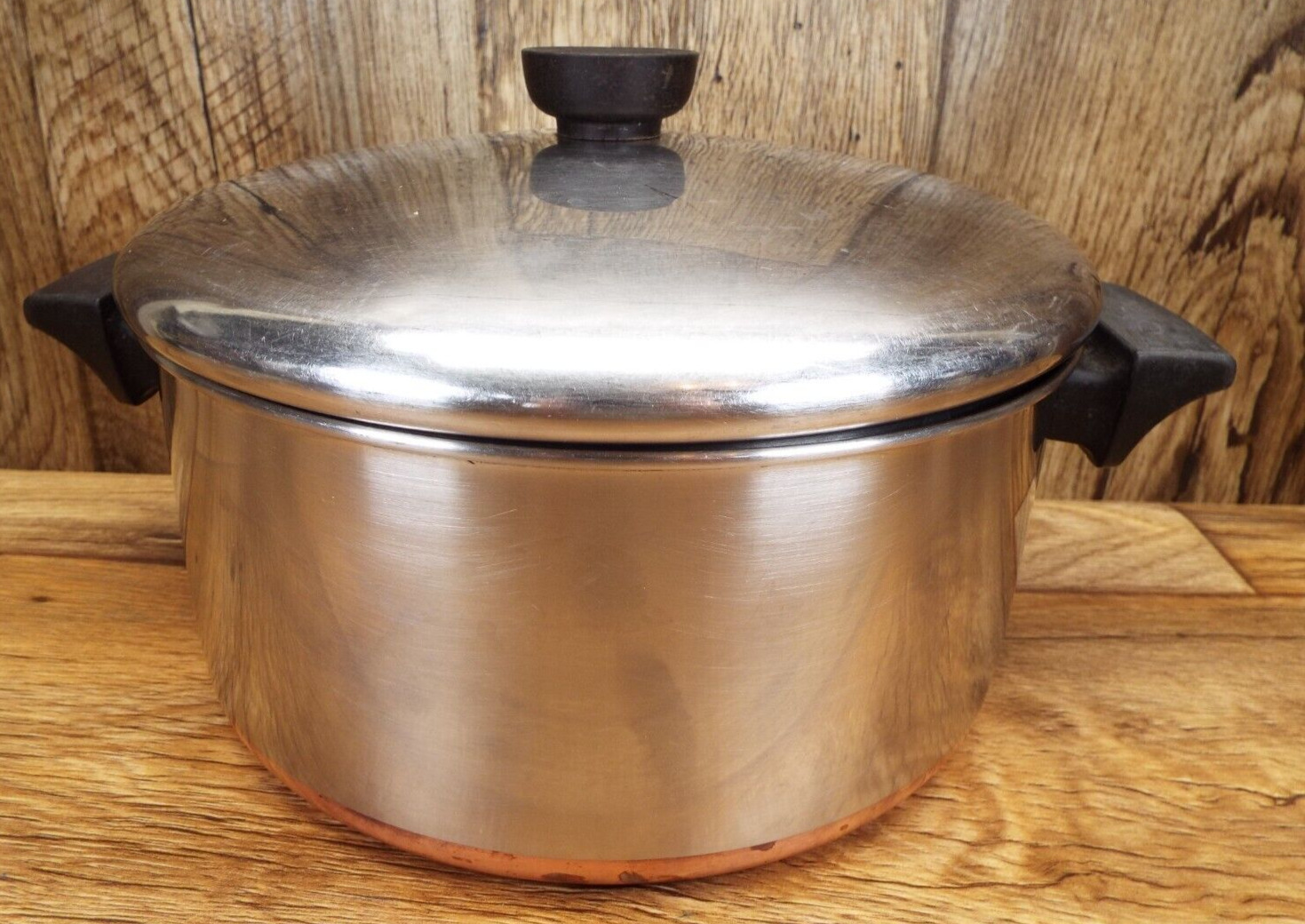 Revere Ware 4 1/2 Qt Stockpot w Lid Clinton IL Copper Bottom Vintage Pan Pot