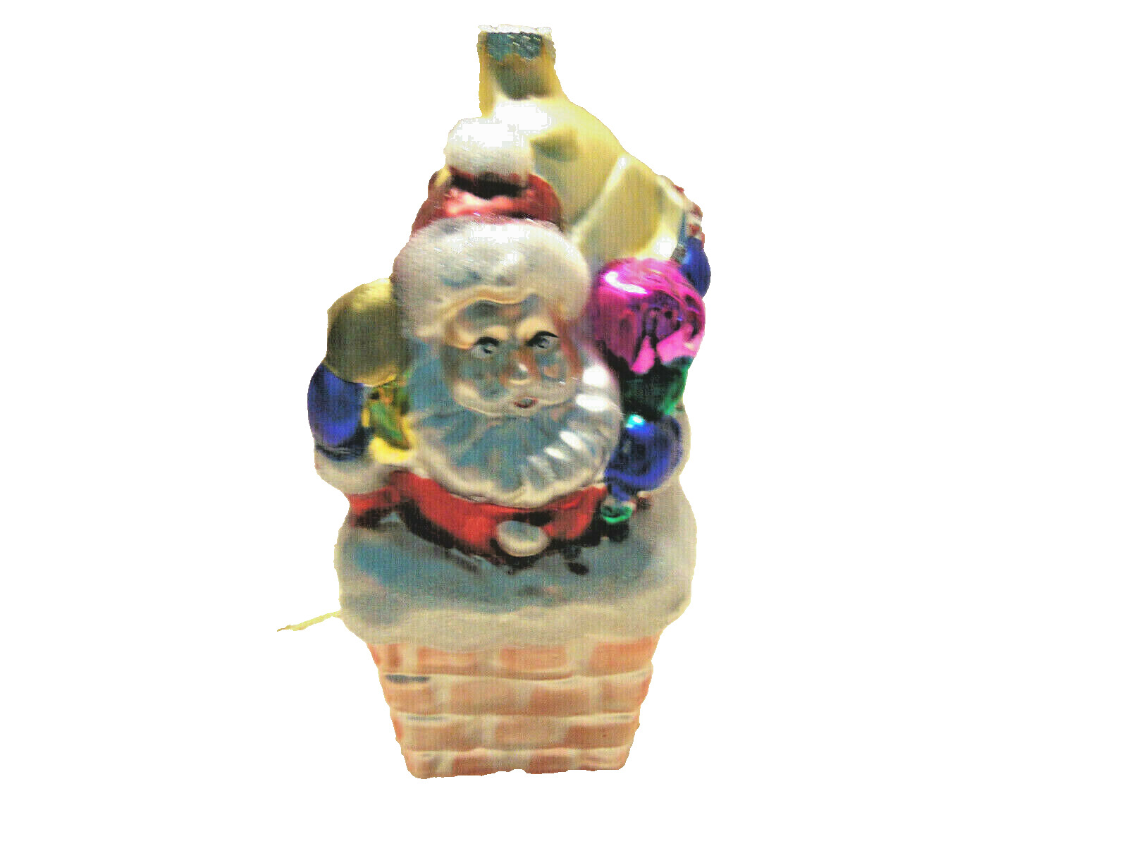 Glass Santa In The Chimney Hand Painted Christmas Ornament 6\