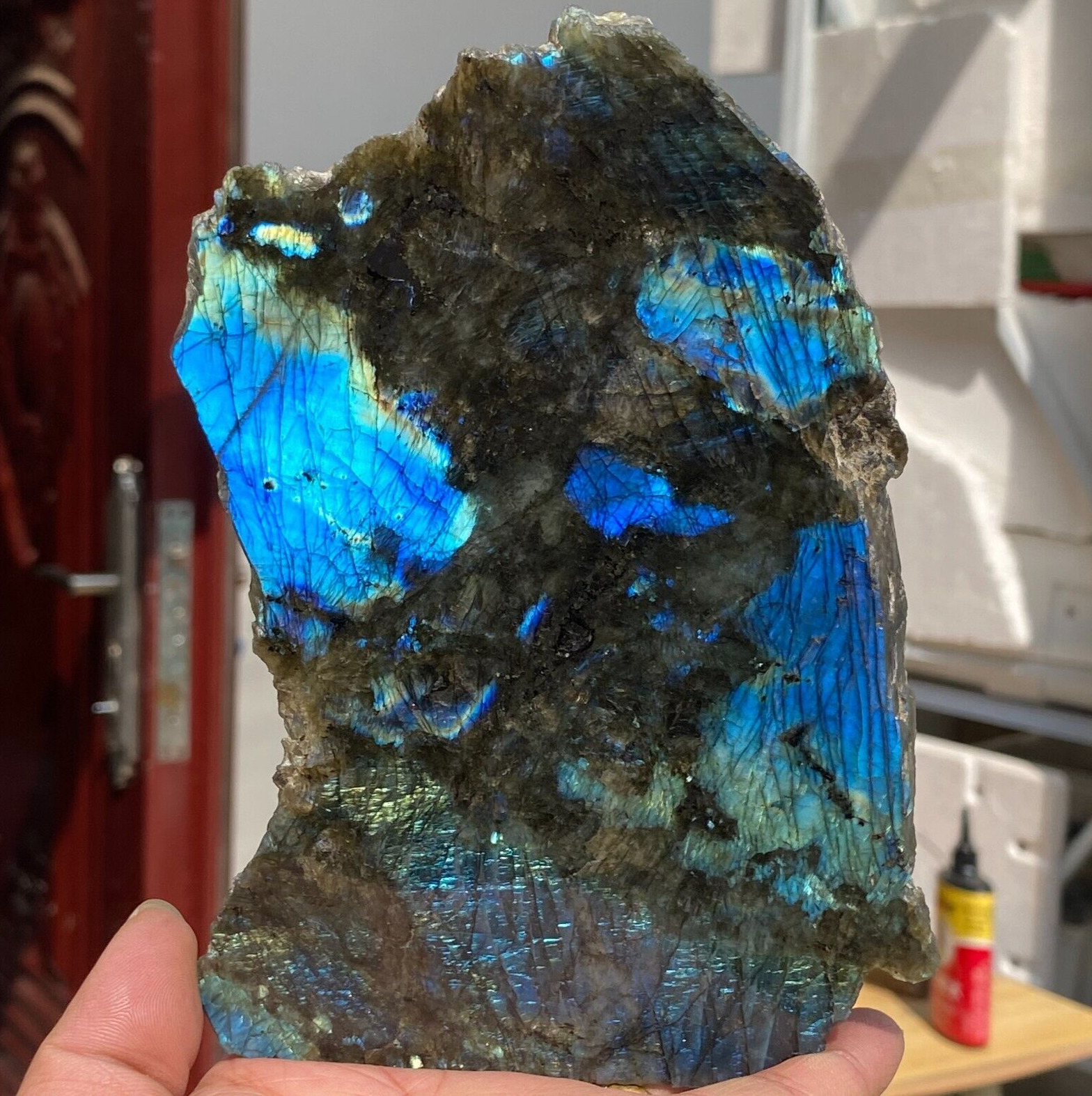 597g Large Natural Flash Labradorite Blue Crystal Rock Rough Mineral Specimen