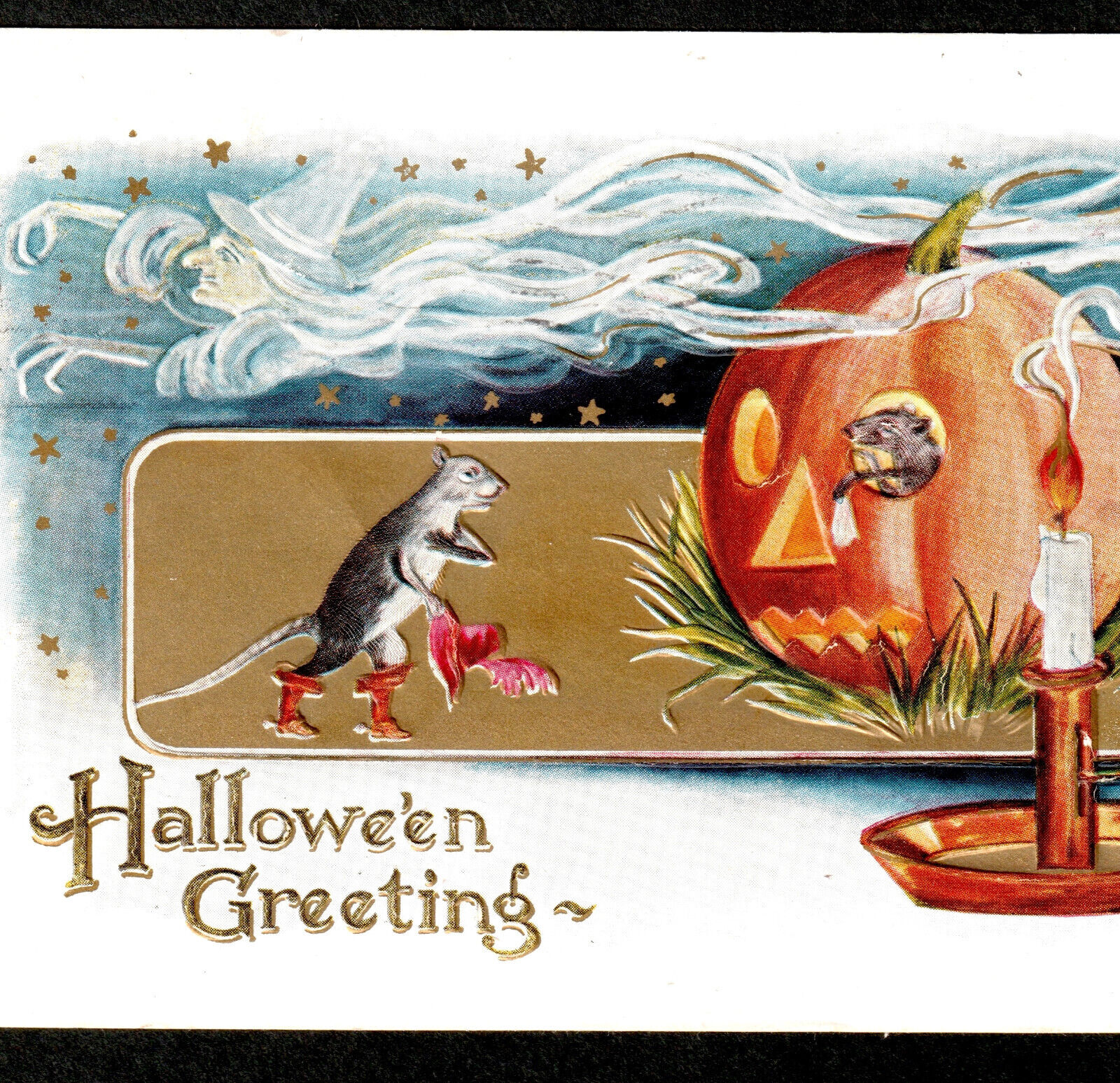 Halloween Greeting 1911 Rat Lover Witch Pumpkin JOL Mice Whitney WH43-1 PostCard