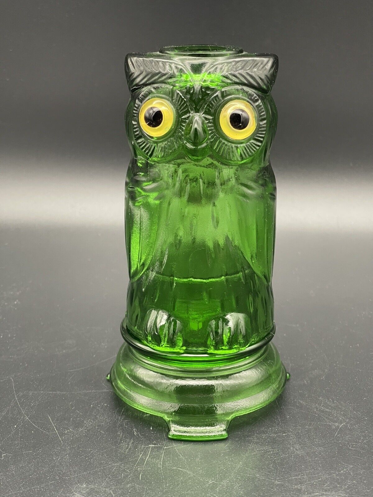 Vintage Green Mosser Glass Owl Fairy Lamp Candle Holder West Virginia Art Glass