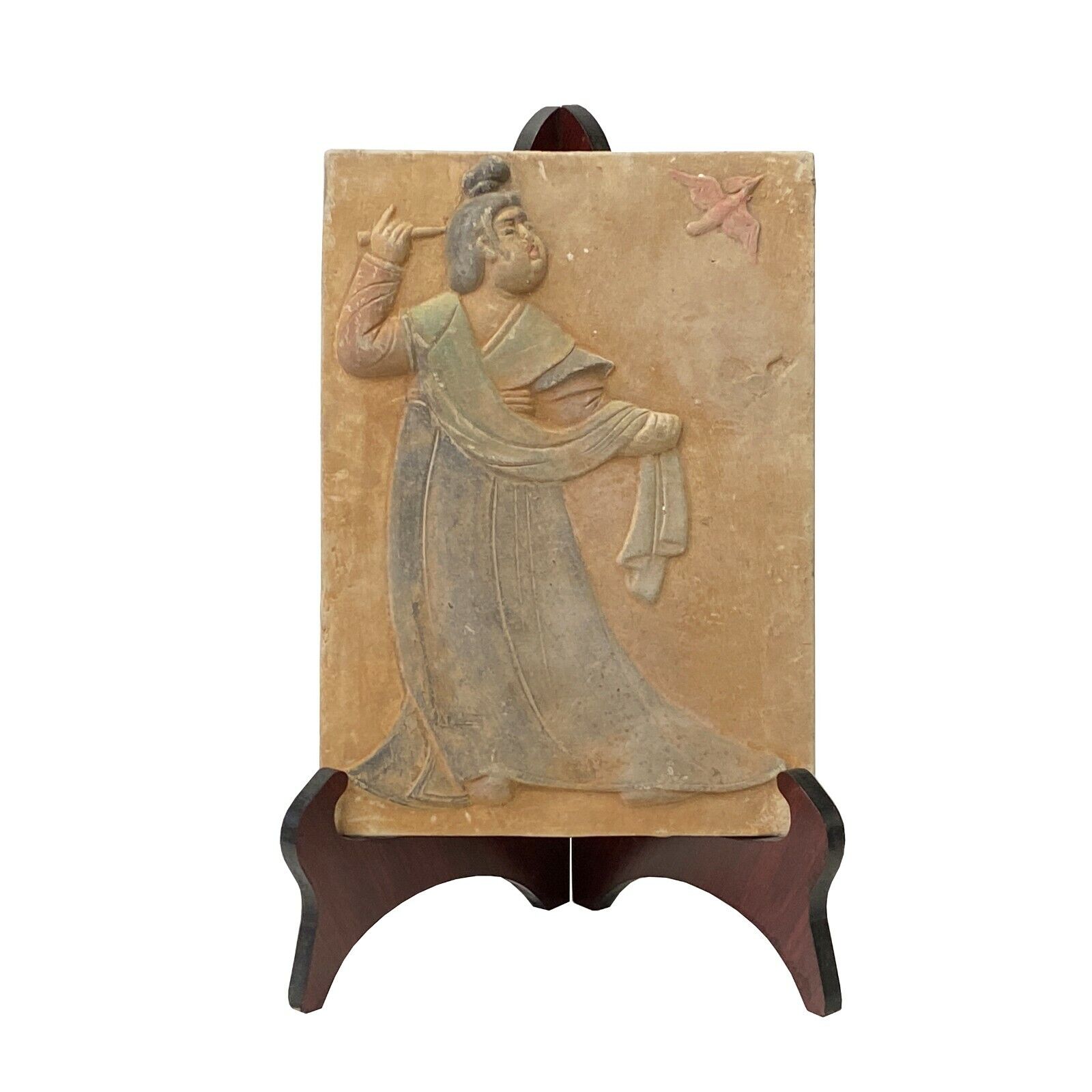 Chinese Oriental Handmade Clay Tong Lady Theme Plaque Display ws1481