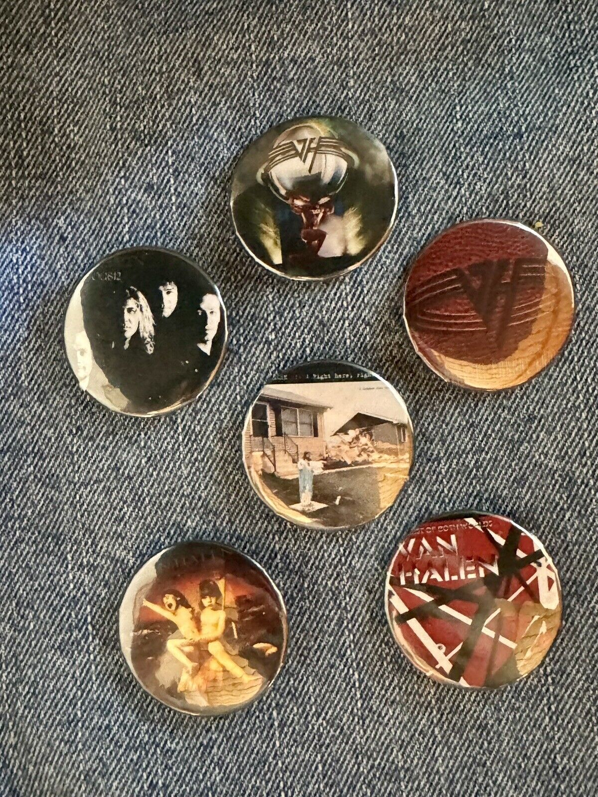 Van Halen (Hagar Era)  “The First 5” Album Covers 1.5” Pin Back Buttons W/ Chase