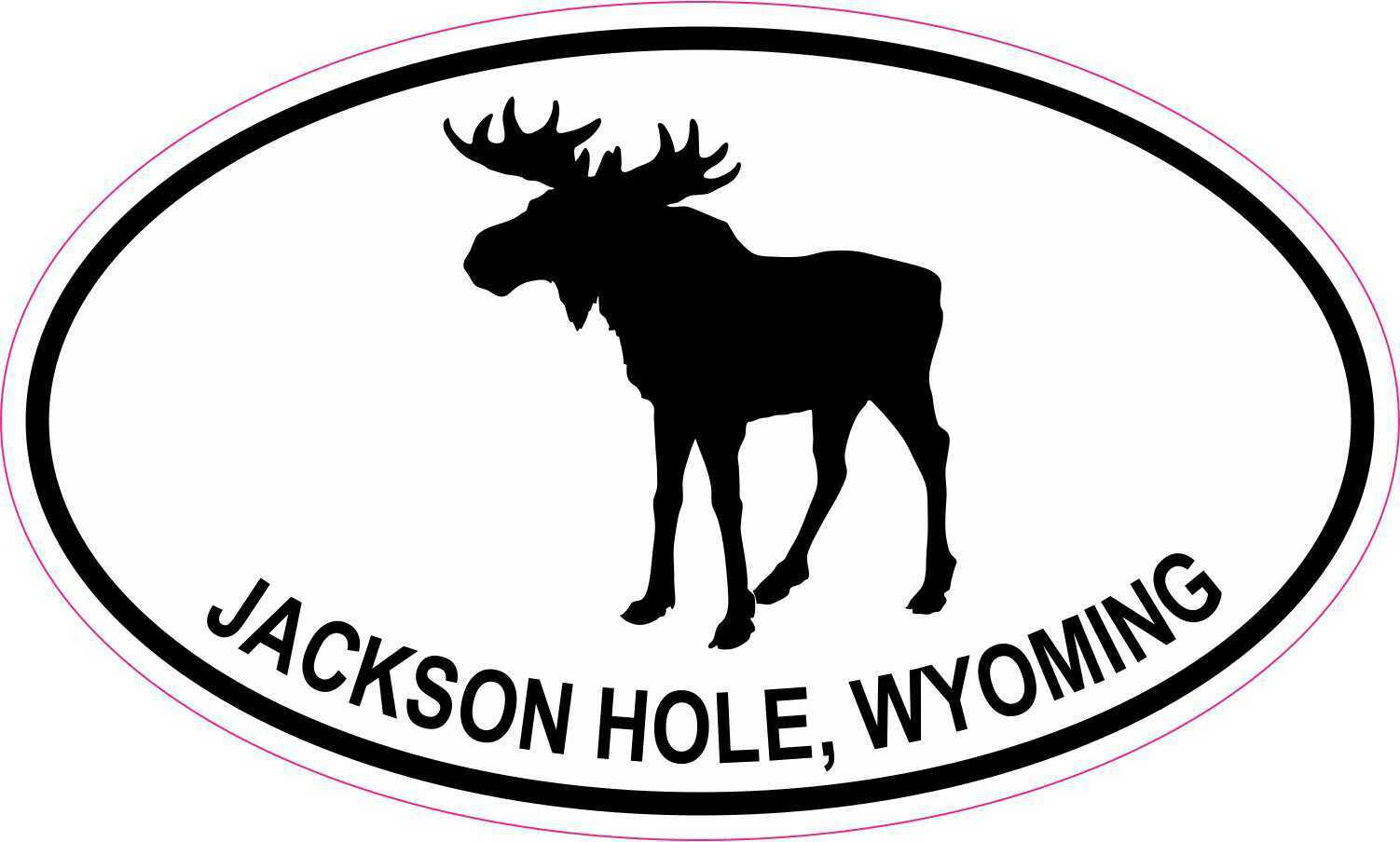 5in x 3in Moose Oval Jackson Hole Wyoming Vinyl Sticker Car Vehicle Bumper Decal