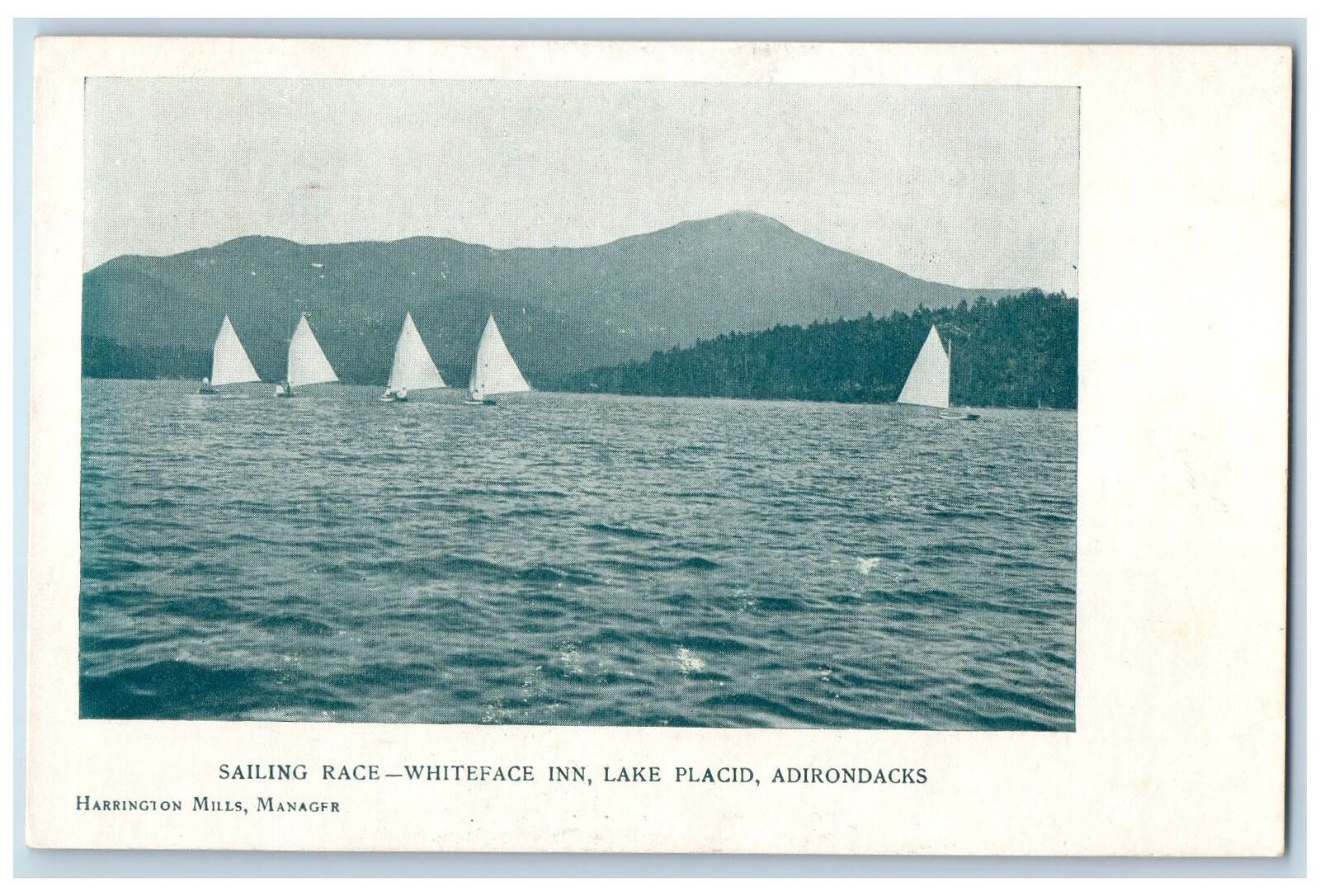 c1920's Sailing Race Whiteface Inn Lake Placid New York Unposted Boats Postcard