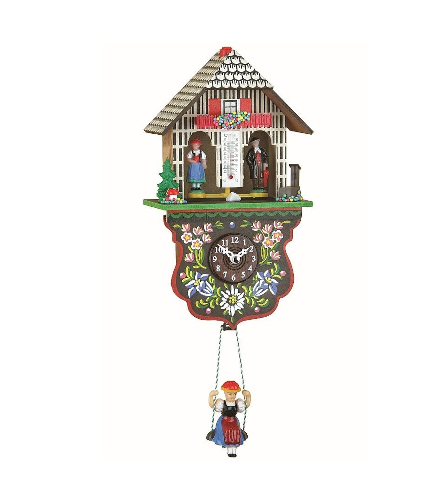 Trenkle Kuckulino Black Forest Clock Weather House with Quartz Movement and C...