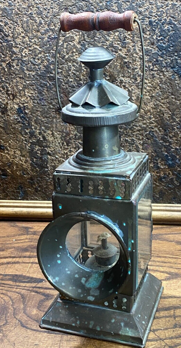 Antique Brass Skaters Lamp / Vintage Hand Miniature Oil Lantern / inspection
