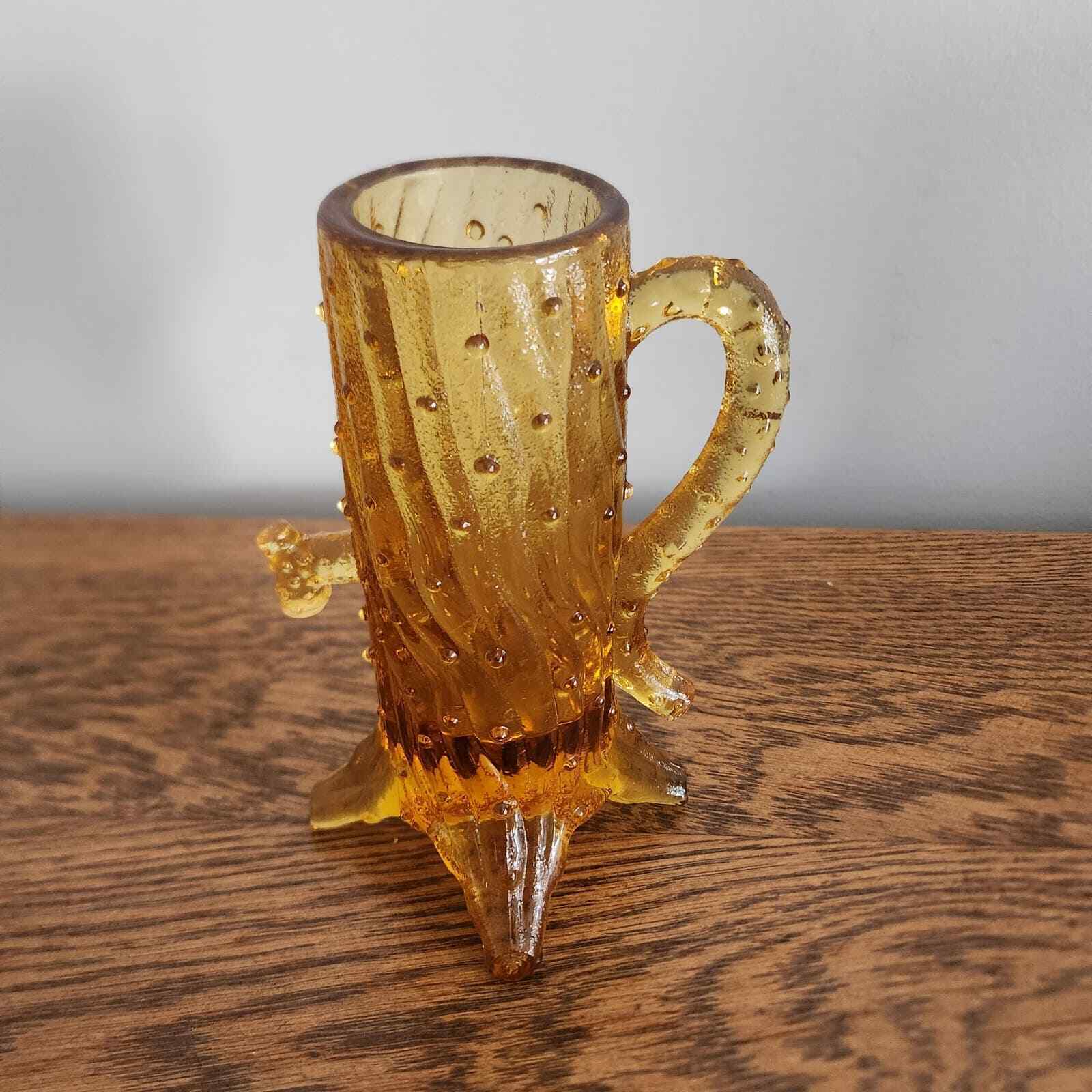 Vintage L.G. Wright Northwood Amber Maple Tree Glass Vase Pump