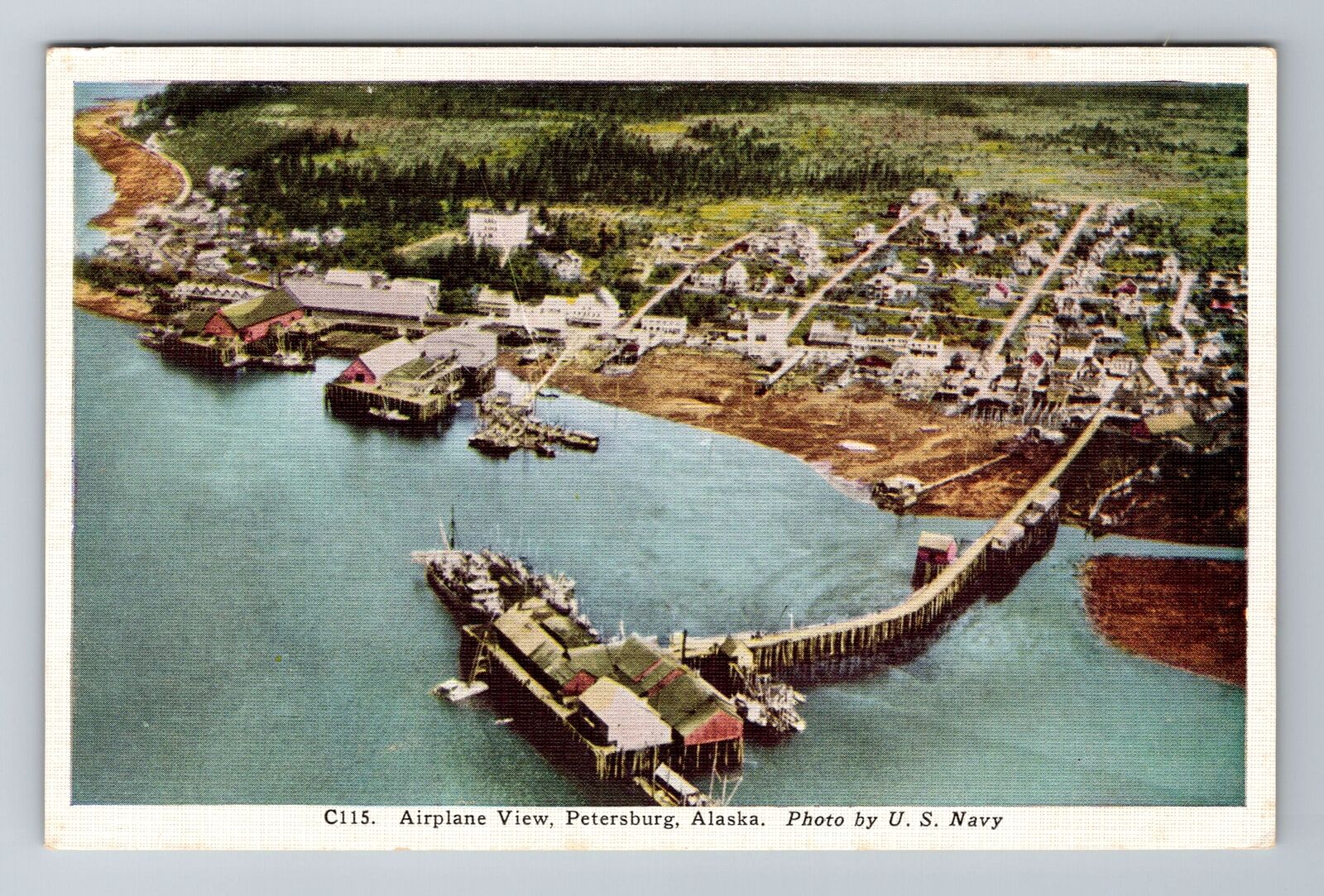 Petersburg, AK-Alaska, Aerial View Of City Antique, Vintage Souvenir Postcard