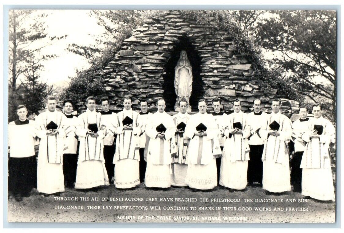 c1940's Society Of The Divine Savior Catholic St. Nazianz WI RPPC Photo Postcard
