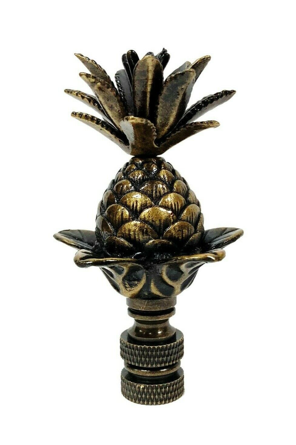 Lamp Finial-LARGE PINEAPPLE-Aged Brass Finish, Highly detailed metal casting
