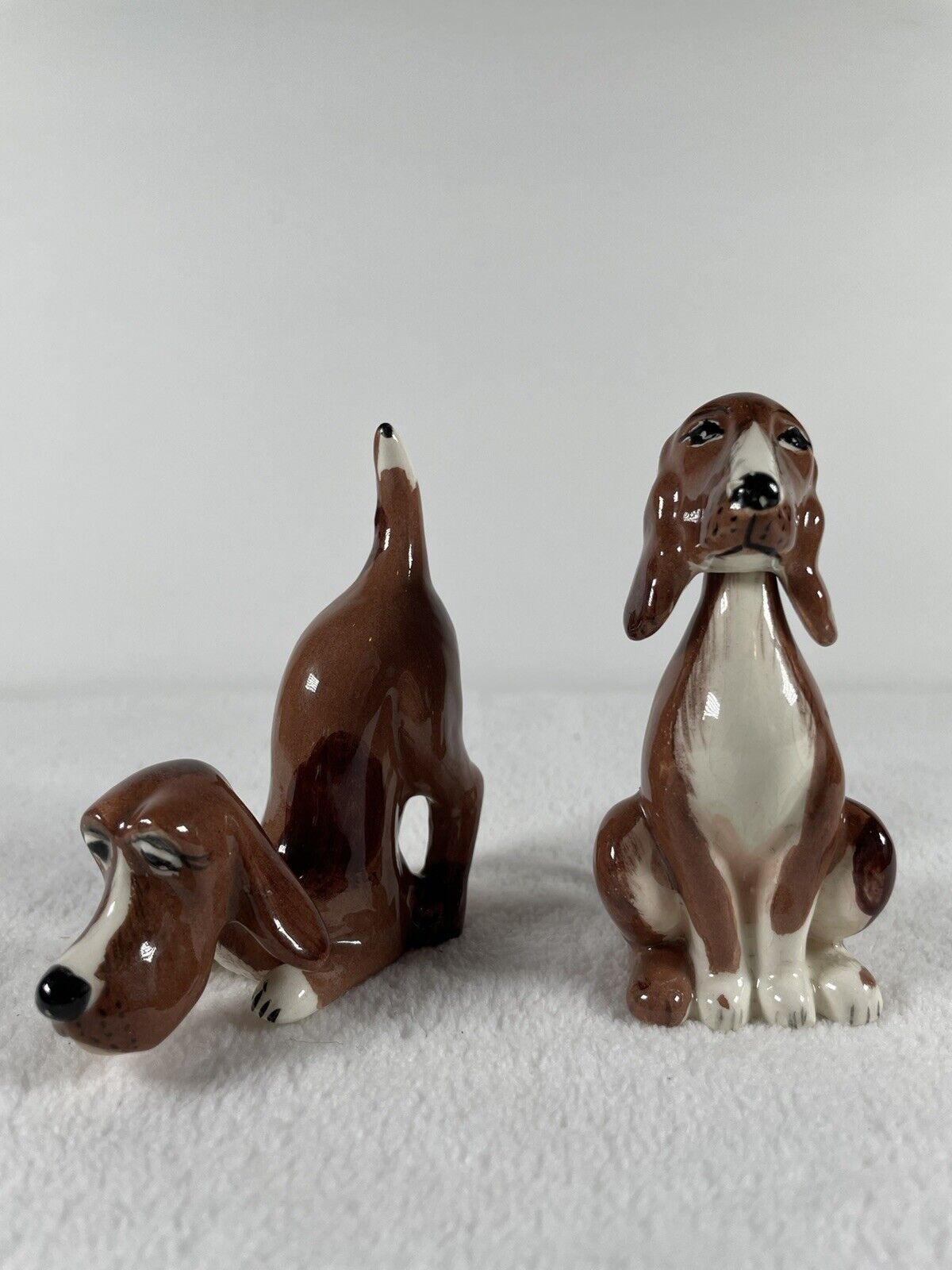 Vintage German Bavarian Hound Dog Set Bobblehead Nodder Ceramic Hand Painted