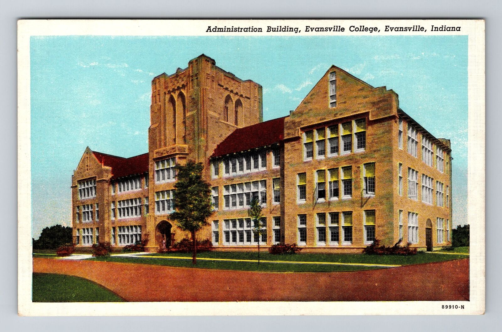 Evansville IN-Indiana, Evansville College, Admin Building, Vintage Postcard