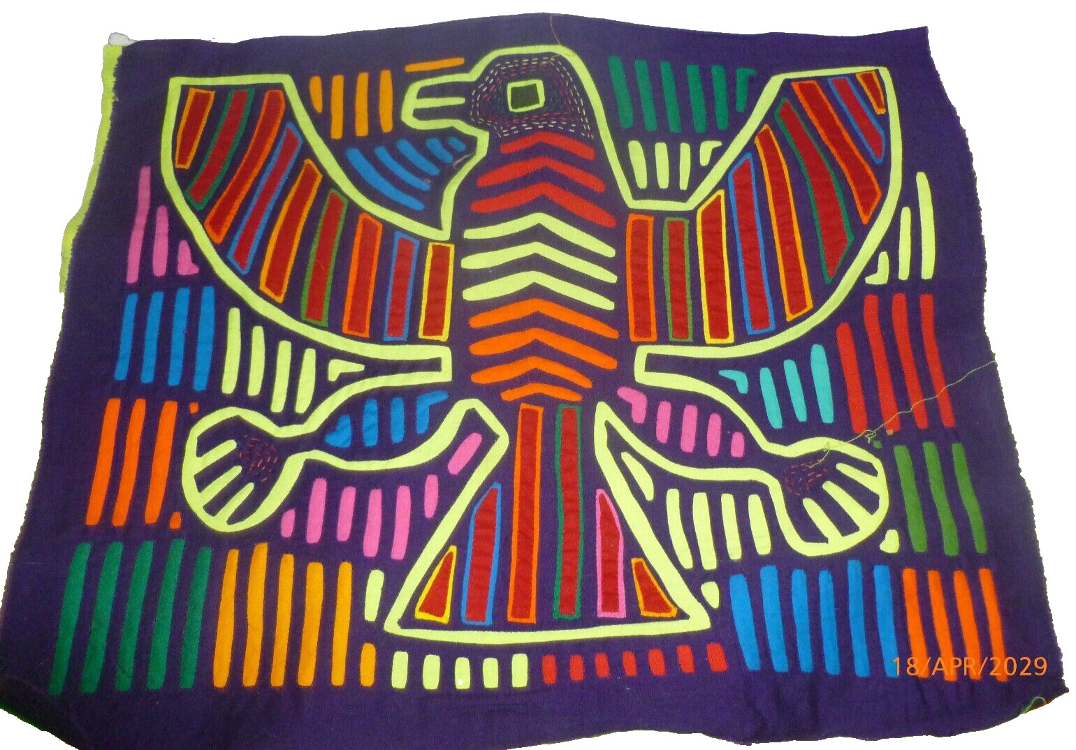 Vintage Kuna Eagle Mola Appliqué Panama Embroidery Eagle 14x18