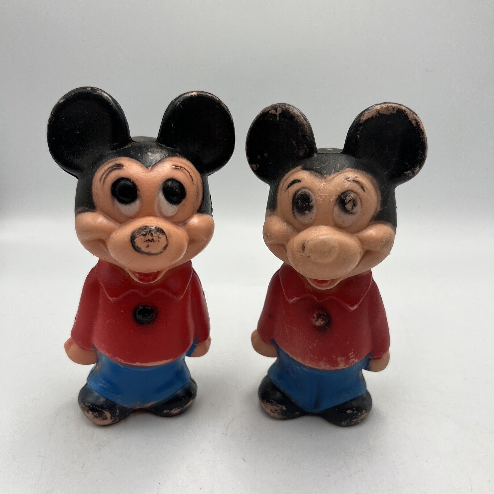 VTG PAIR 1950s Walt Disney Productions Mickey Mouse Rubber Toy Figure Hong Kong