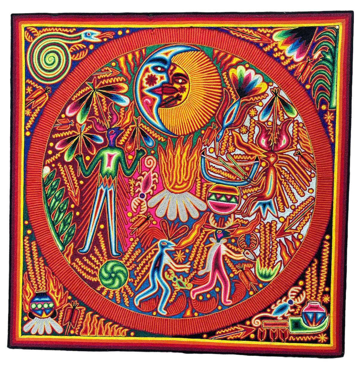 Large Huichol Yarn Painting by Bautista 24\