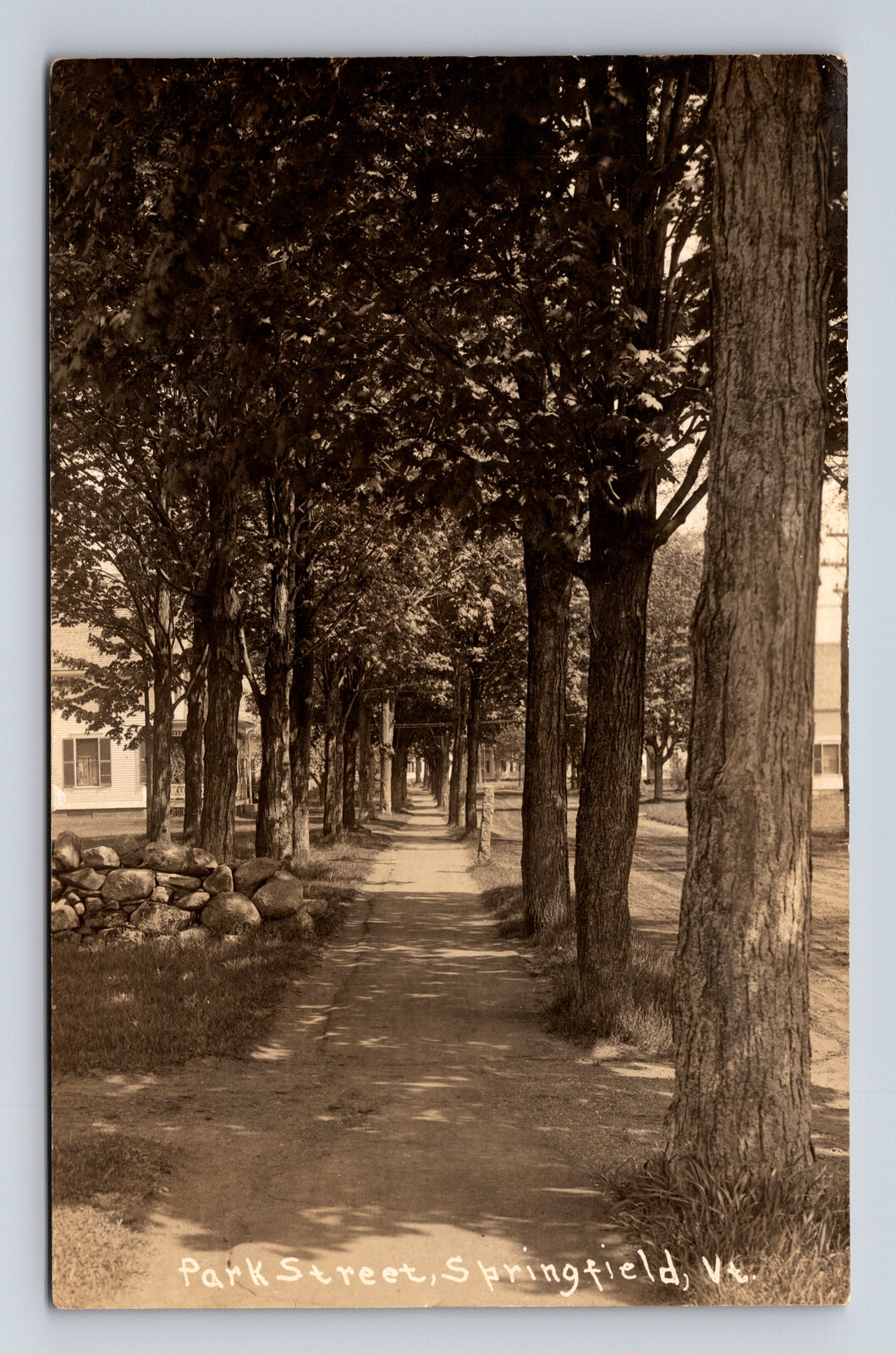 c1919 RPPC Park Street Sidewalk Springfield Vermont VT Real Photo Postcard