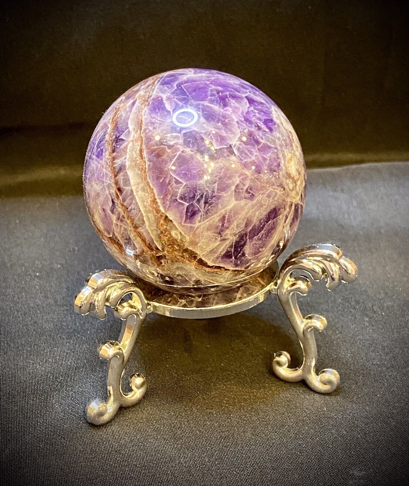Chevron Amethyst Sphere With Stand 2.1 Inch