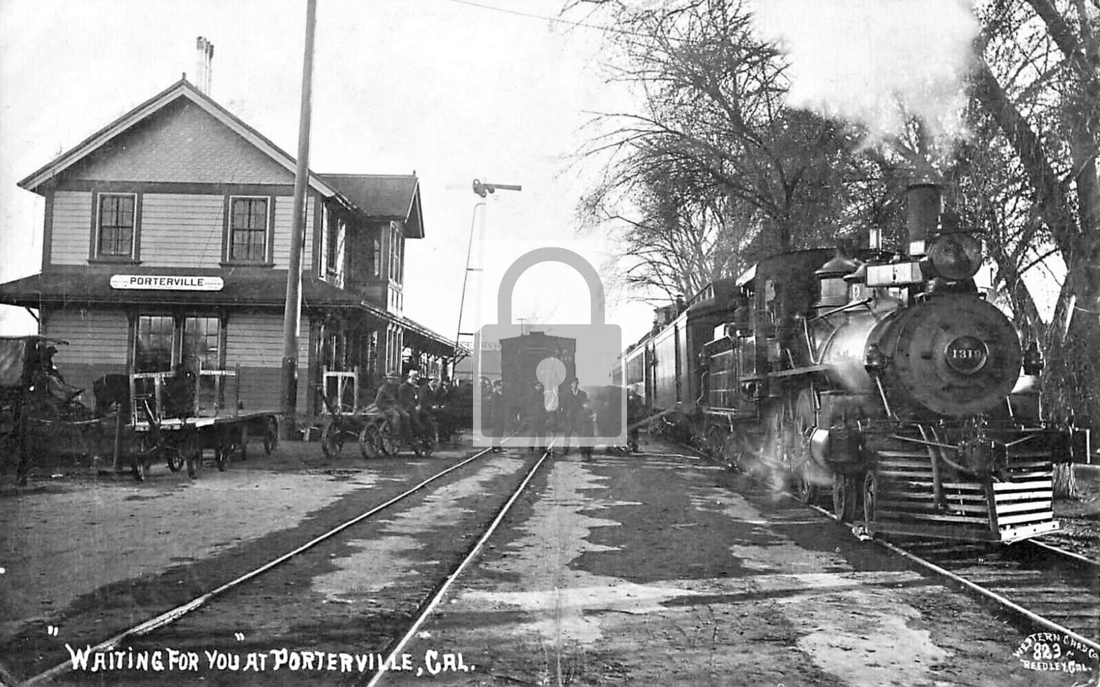 Railroad Train Station Depot Porterville California CA Reprint Postcard