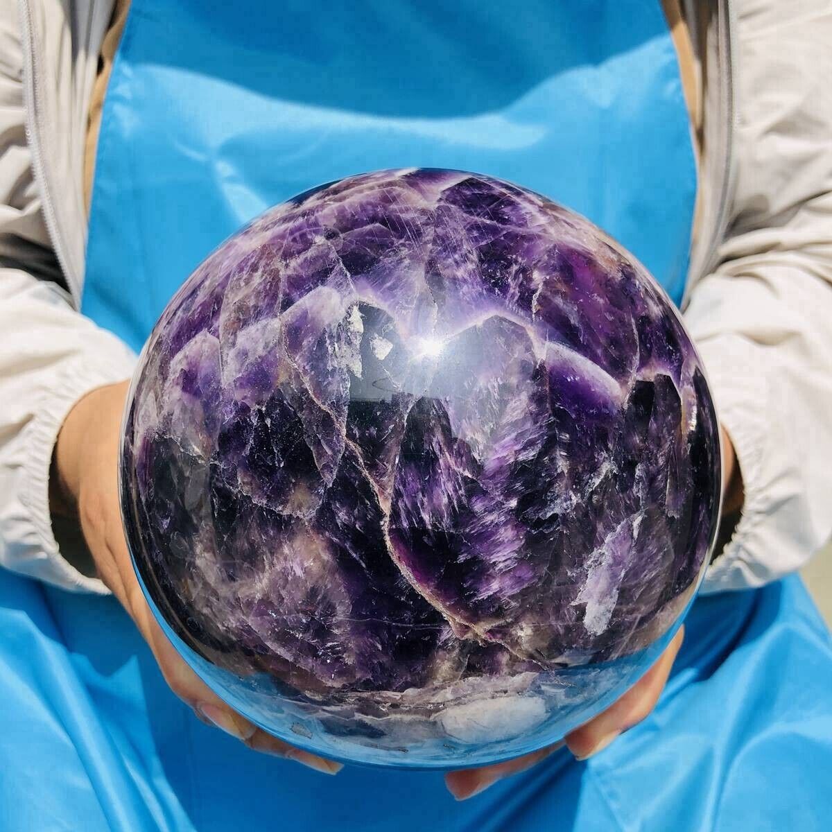 8.27LB Natural Dream Amethyst Sphere Polished Quartz Crystal Ball Healing 114