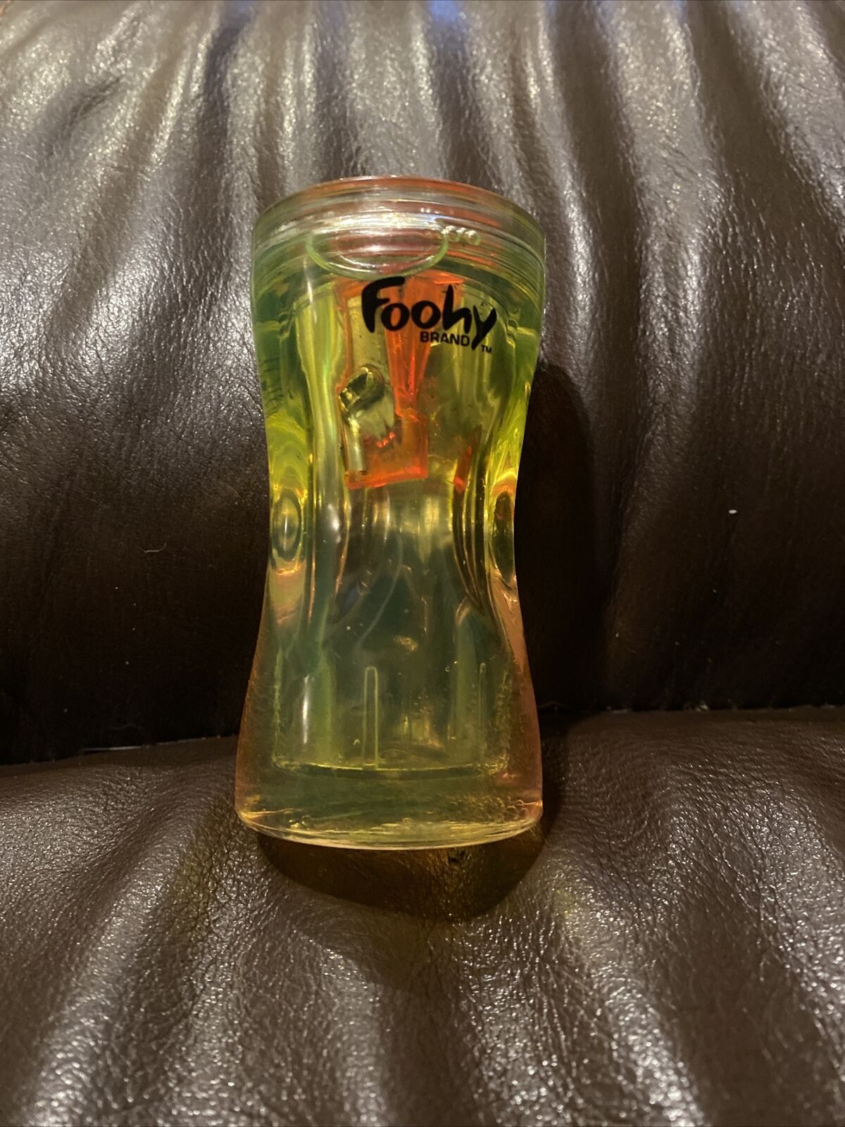 Vintage Foohy Brand Oil Lava Lamp Pencil Sharpener Orange Neon Green RARE