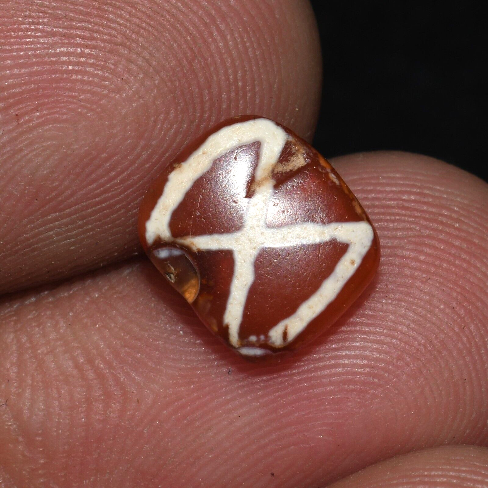 Authentic Ancient Indus Valley Civilization Etched Carnelian Bead with Pattern