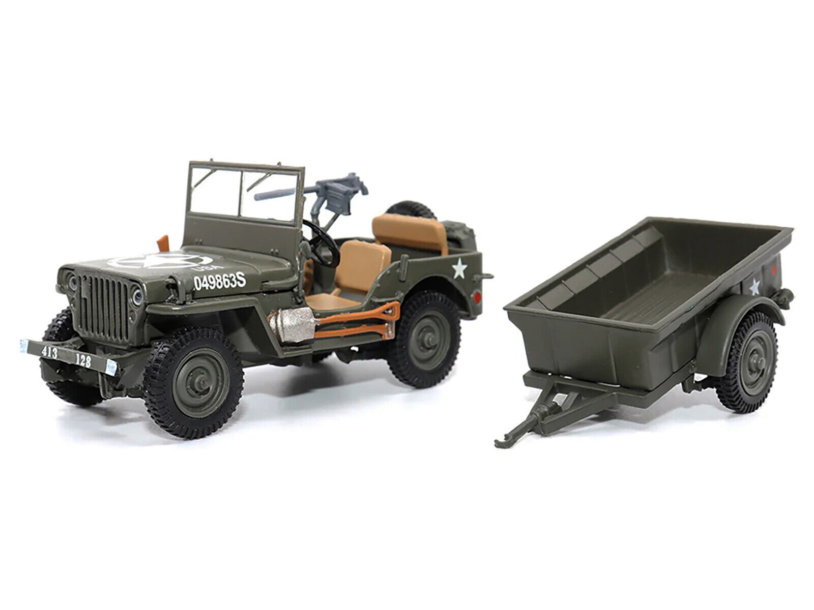 Willys Jeep 1/4-Ton Utility Truck Olive Drab with Trailer 