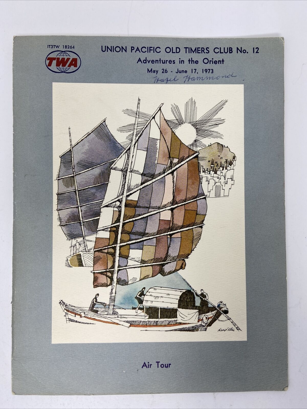 1973 TWA Union Pacific Old Timers Club No. 12 Orient Air Tour Trip Folder Map