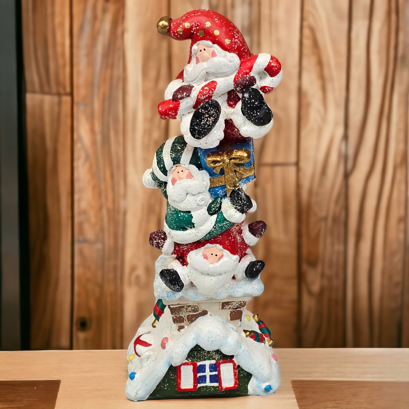 Midwest Stacked Santas Figurine Stack of Santa Claus Candy Rooftop Whimsical 7\