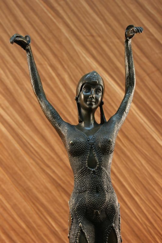 Bronze Decor Starfish Dancer Lady Figural Marble Sculpture Signed Chiparus SALE