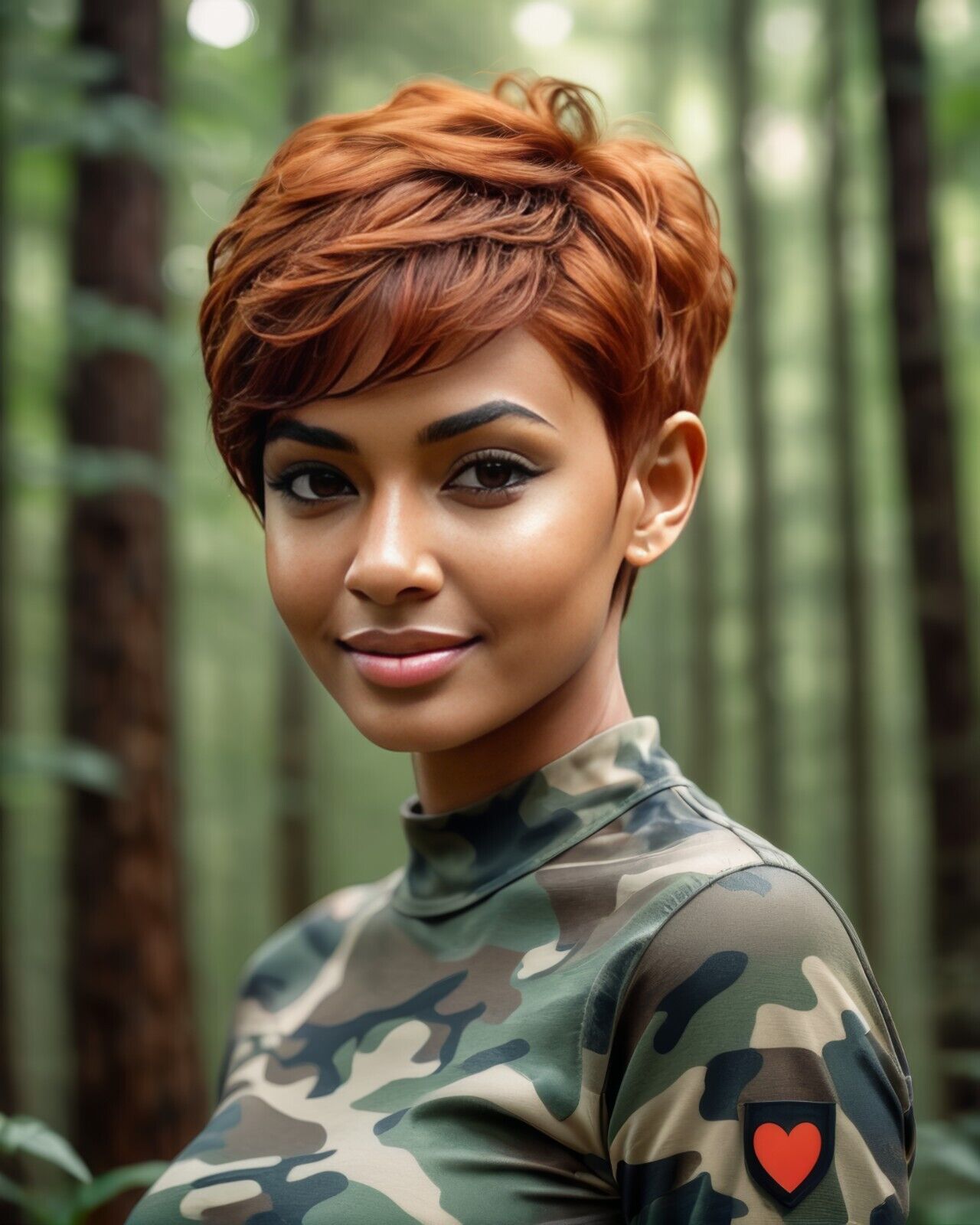 GORGEOUS CUTE SEXY MILITARY LADY WEARING CAMO 8X10 FANTASY PHOTO
