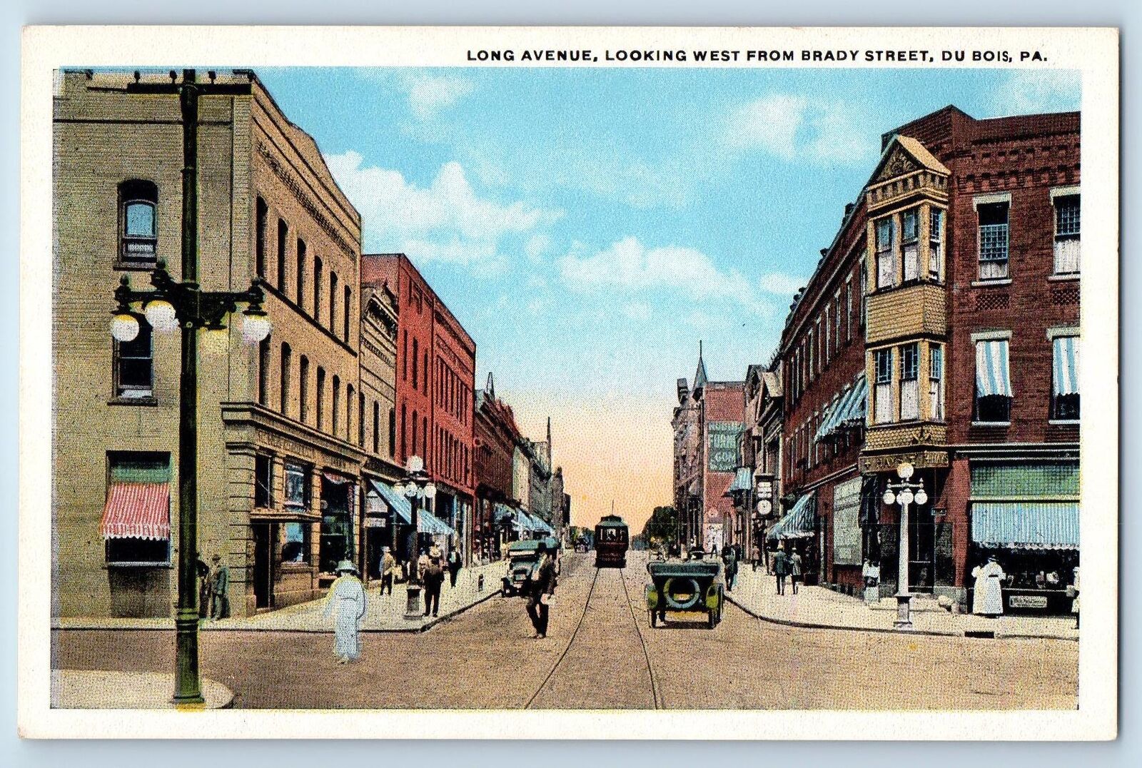 c1920's Long Avenue Looking West From Brady Street Du Bois Pennsylvania Postcard